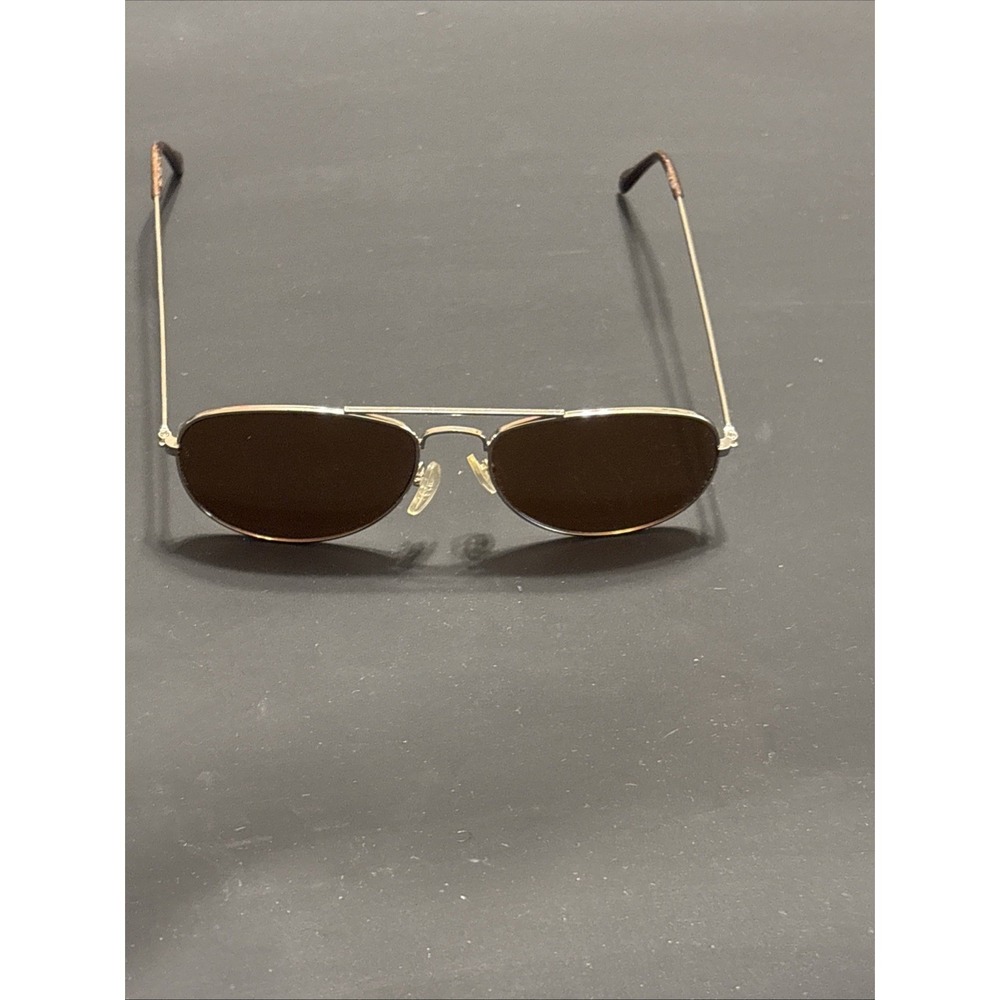 Rectangular Aviator Sunglasses Silver Metal Frame Brown Tinted Lens